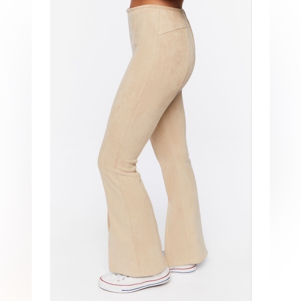 Forever 21 Faux Suede Split Hem Flare Pants Khaki Sz XS - Picture 4 of 8